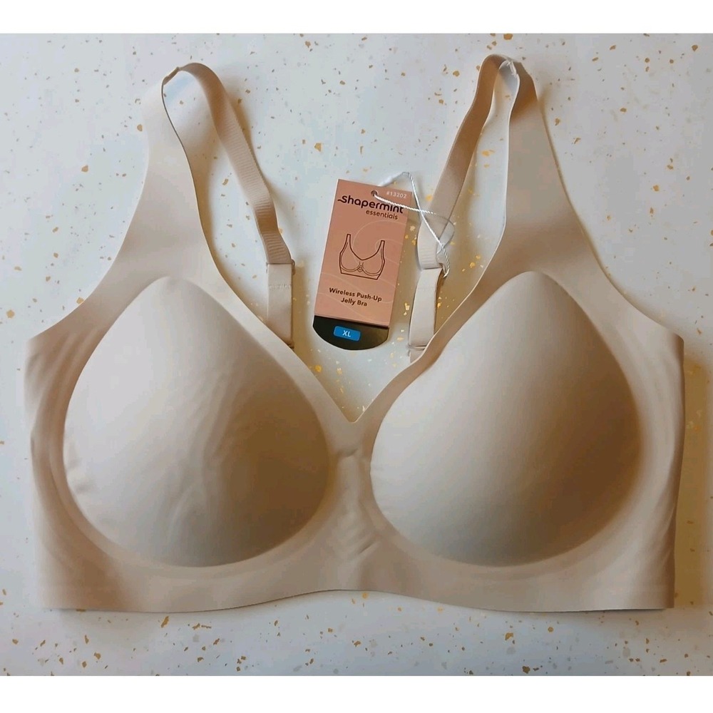 NWT Shapermint Essentials Wireless Push-Up Jelly Bra Chai Size XL